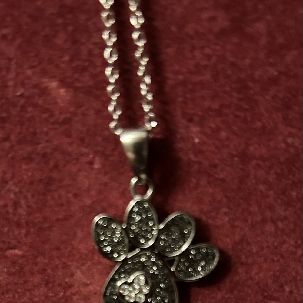 Silver Paw Pendant Necklace